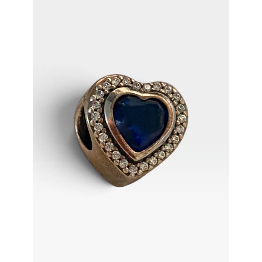 Authentic Pandora Silver Blue & Clear Crystal Sparkling Love CZ Charm 797608NANB